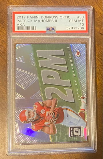 2017 Patrick Mahomes Panini Donruss Optic 2PM AKA PRIZM Rookie RC #30 PSA 10