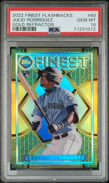 2022 Topps Finest Flashbacks #60 JULIO RODRIGUEZ Gold Refractor #/50 Rookie RC PSA 10 Gem Mint MARINERS
