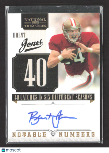2011 Panini National Treasures Notable Numbers Brent Jones #3 /5