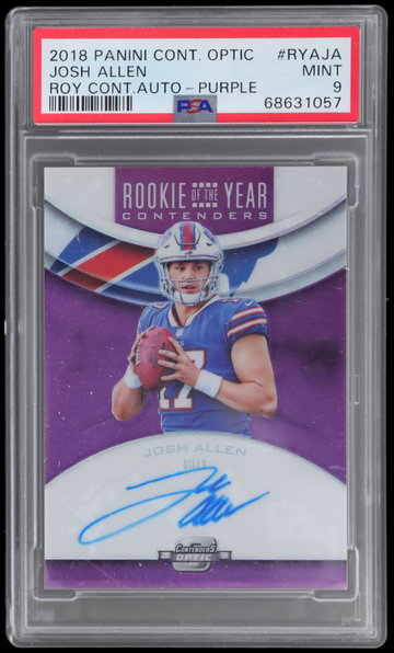 2018 Panini Contenders Optic Josh Allen Rookie Of The Year Contenders Autograph Purple PSA 9 RC