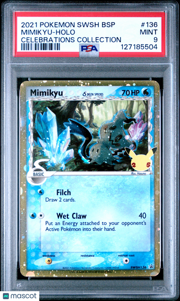 2021 Pokemon Swsh Black Star Promo Mimikyu Holo Celebrations Collection PSA 9 #136