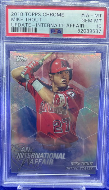 2018 TOPPS CHROME UPDATE BASEBALL #IA-MT MIKE TROUT PSA 10 INTERNATIONAL AFFAIR