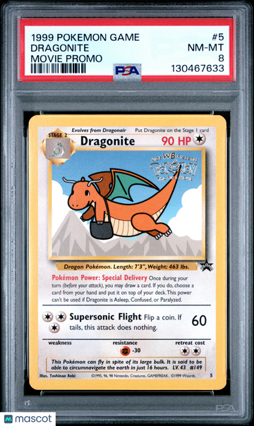 1999 Pokemon Game Movie Dragonite Movie Promo PSA 8 #5