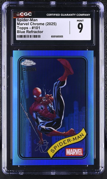 2025 Topps Chrome #101 Spider-Man /299 CGC 9