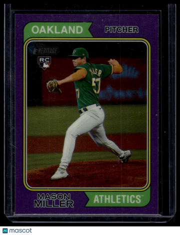 2023 Topps Heritage Mason Miller #510 Chrome Purple Refractor RC