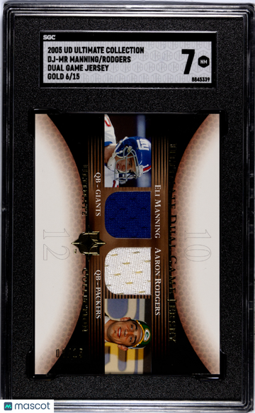 2005 Upper Deck Ultimate Collection Manning Rodgers #DJ-MR Dual Game Jersey Gold SGC 7