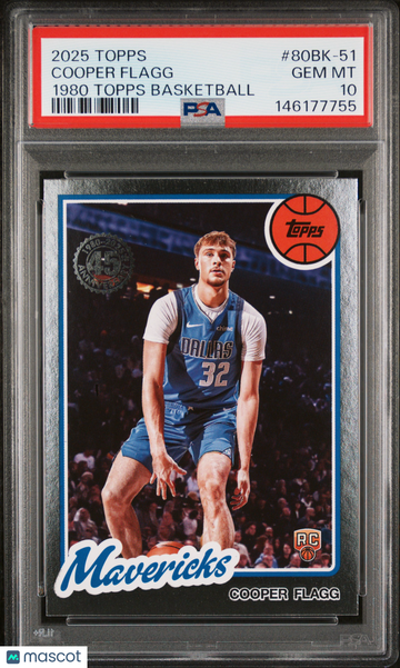 2025 Topps Cooper Flagg #80BK-51 1980-81 Topps Basketball Parallel/Variety Rookie Insert PSA 10