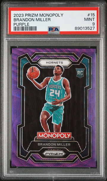 2023 PANINI PRIZM MONOPOLY BRANDON MILLER PURPLE #15 RC ROOKIE PSA 9