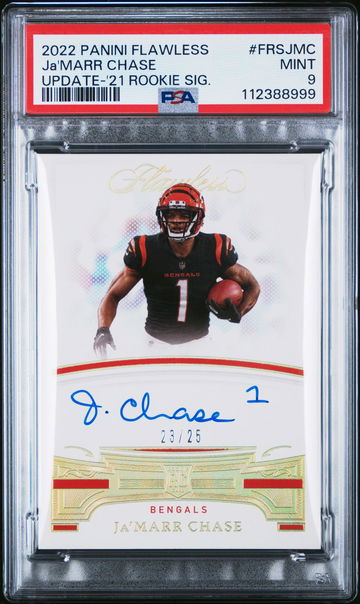 2022 Panini Flawless Update 2021 Rookie Signatures Ja'Marr Chase #FRSJMC /25 PSA 9