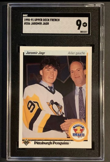 1990-91 Upper Deck Penguins Jaromir Jagr RC #356 - SP French SGC 9 MINT