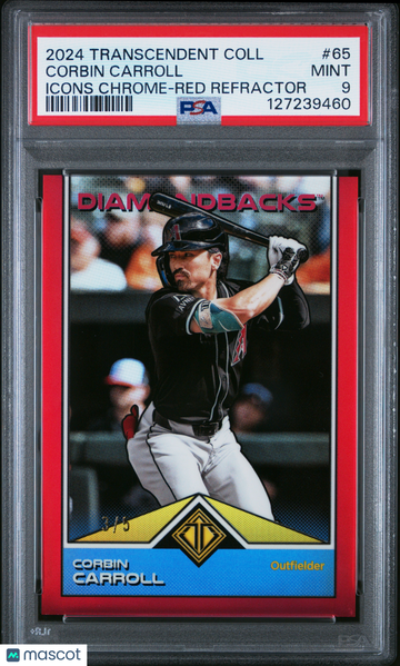 2024 Topps Transcendent Collection Transcendent Icons Chrome Corbin Carroll #65 Red Refractor /5 PSA 9