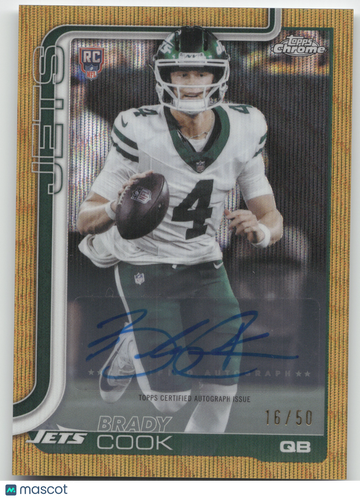 2025 Topps Chrome Rookie Autograph Brady Cook #RA-BCO Gold Wave /50 RC