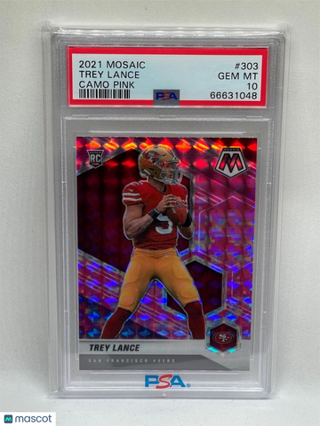 2021 Panini Mosaic Trey Lance #303 Camo Pink PSA 10