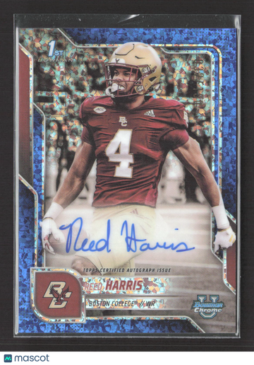 2025 Topps Bowman University Chrome Football Reed Harris #BCA-RHA Blue Shimmer Refractor 1st Bowman