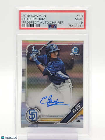2019 Bowman Esteury Ruiz #ER Prospect Auto Chrome Refractor /499 PSA 9 Bowman