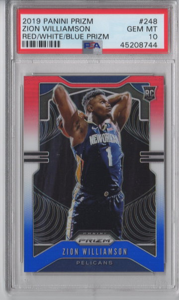 2019 PRIZM ZION WILLIAMSON Red white blue PSA 10
