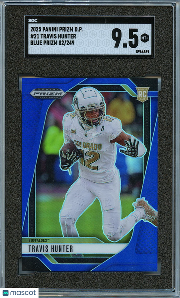 2025 Panini Prizm Draft Picks Travis Hunter #21 Blue 249 Rookie SGC 9.5