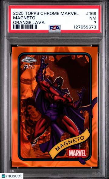 2025 Topps Chrome Marvel Magneto 23/25 Orange Lava Refractor #169 PSA 7
