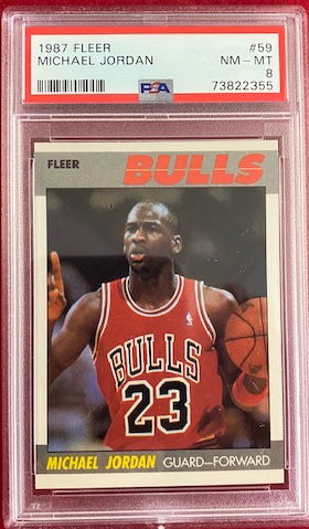 1987 FLEER Michael Jordan ( CHICAGO BULLS ) PSA 8 2ND YEAR Card #59!