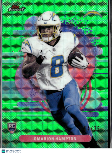 Omarion Hampton 2025 Topps Finest RC Green Mosaic /35 Los Angeles Chargers