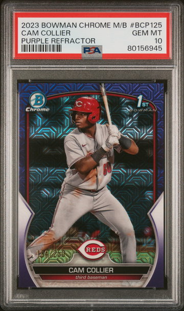 2023 Bowman Mega Box Chrome Purple Refractor Cam Collier #BCP125 /250 PSA 10
