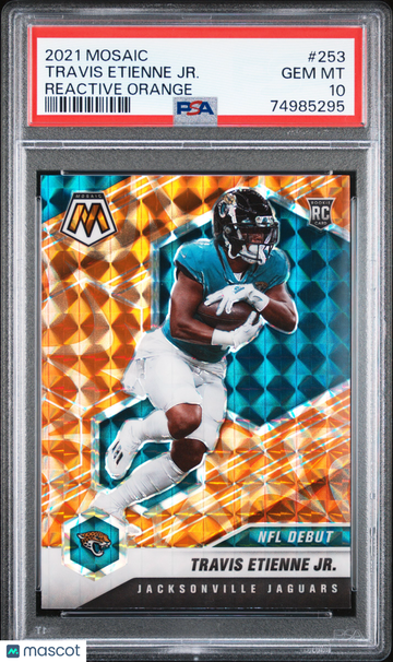 2021 Panini Mosaic Travis Etienne JR. #253 Reactive Orange Rookie PSA 10