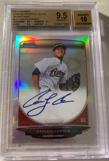 2013 Bowman Chrome Carlos Correa Refractor Auto /500 BGS 9.5/10 