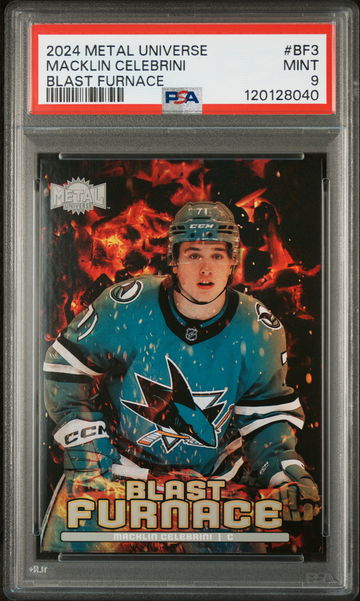 2024 Skybox Metal Universe Blast Furnace Macklin Celebrini #BF3 PSA 9