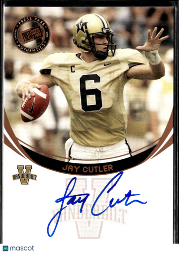 Jay Cutler 2006 Press Pass Authentics Auto Vanderbilt Commodores