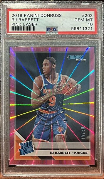 2019-20 Donruss RJ Barrett Pink Laser /50 #203 PSA 10 SP Rookie POP 3 RC Knicks