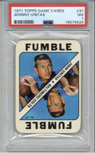 1971 TOPPS GAME CARDS #37 JOHNNY UNITAS CARD BALTIMORE COLTS PSA 7 LOW POP RARE
