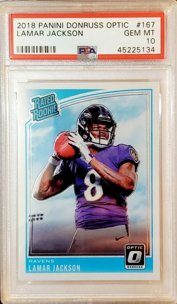 LAMAR JACKSON 2018 OPTIC #167 RATED ROOKIE RC SP PSA 10 GEM RAVENS