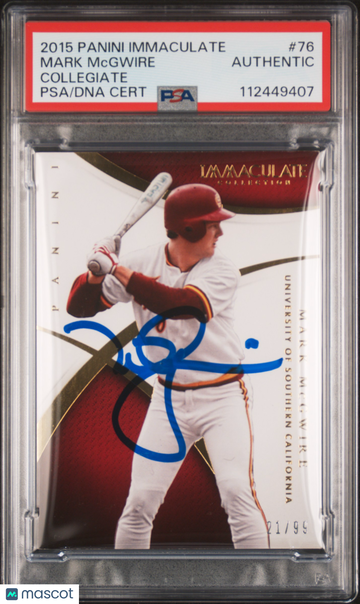 2015 Panini Immaculate Collegiate Mark Mcgwire #76 /99 PSA A Auto A