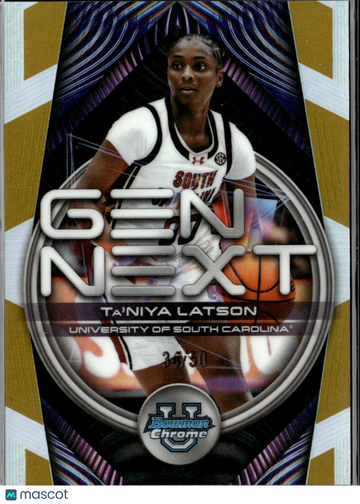 Ta'Niya Latson 2025 Bowman Chrome Gen Next Gold RayWave /50 South Carolina Gamecocks