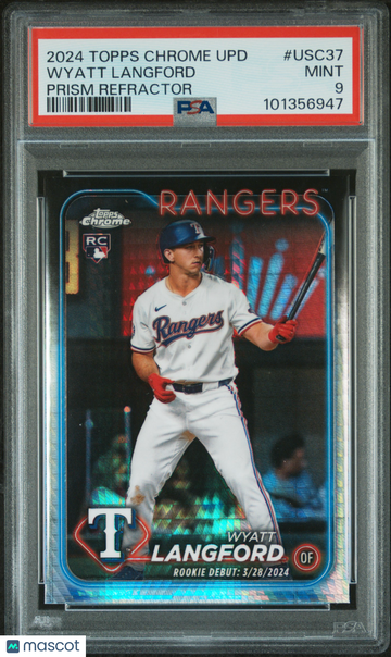 2024 Topps Chrome Update Wyatt Langford #USC37 Prism Refractor PSA 9