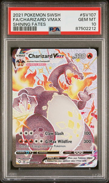 2021 Pokemon Sword and Shield Shining Fates Charizard Vmax #SV107 PSA 10