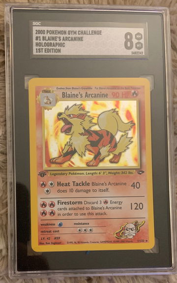2000 Gym Challenge Blaine’s Arcanine Holo 1st Edition SGC 8