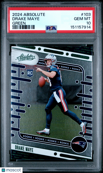 2024 Panini Absolute Drake Maye #103 Green PSA 10