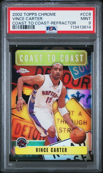 2002 Topps Chrome Coast To Coast Refractor Vince Carter #CC6 PSA 9