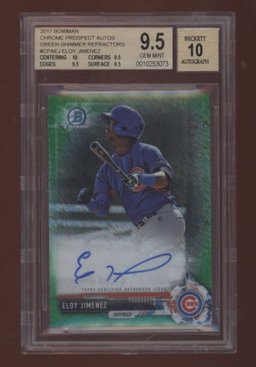 2017 BOWMAN CHROME ELOY JIMENEZ GREEN SHIMMER AUTO BGS 9.5/10