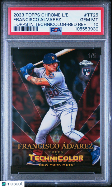 2023 Topps Chrome Logofractor Edition Topps In Technicolor Francisco Alvarez #TT25 Red Ref /5 PSA 10