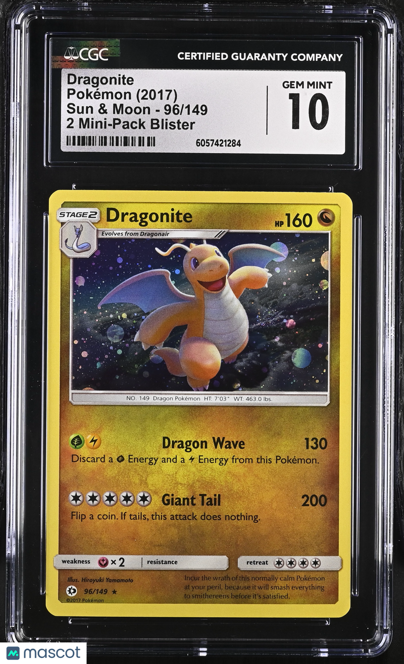 dragonite pokemon card sun and moon Dragonite Sun & Moon Base 96/149 Water Web Holo CGC 8.5