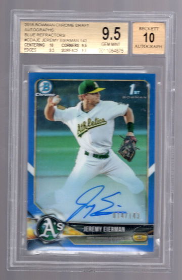 Jeremy Eierman 2018 Bowman Blue Refractor Auto