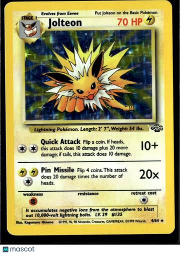 1999 Jungle Jolteon Holo Rare #4/64