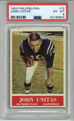 1964 PHILADELPHIA #12 JOHNNY UNITAS FOOTBALL CARD BALTIMORE COLTS PSA 6 LOW POP