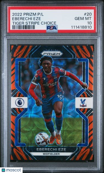 2022-23 Panini Prizm Premier League Eberechi Eze #20 Tiger Stripe Choice PSA 10