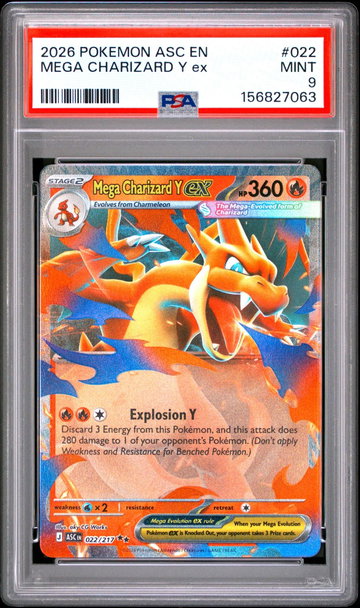 2026 Ascended Heroes - Asc En - English Holo Mega Charizard Y Ex #022 PSA 9