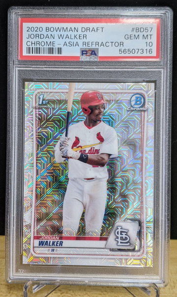 Jordan Walker 2020 Bowman Chrome Draft #BD-57 1st Mojo Asia Refractor PSA 10