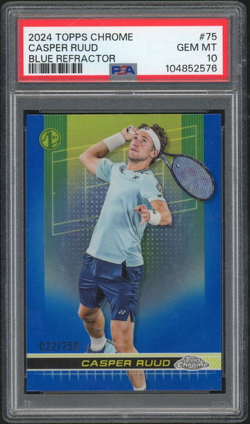 2024 Topps Chrome Blue Refractor Casper Ruud #75 /250 PSA 10