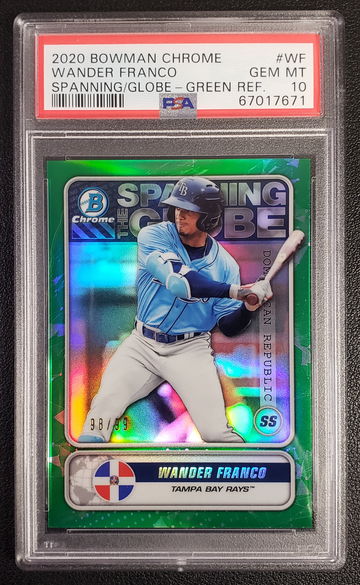 2020 Bowman Chrome Spanning The Globe Wander Franco Green Refractor 98/99 PSA 10